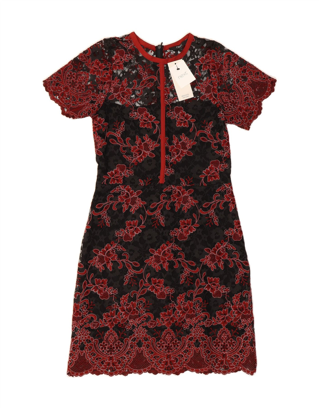 NEXT Womens Sheath Dress UK 10 Small Black Floral Polyester Vintage Next and Second-Hand Next from Messina Hembry 