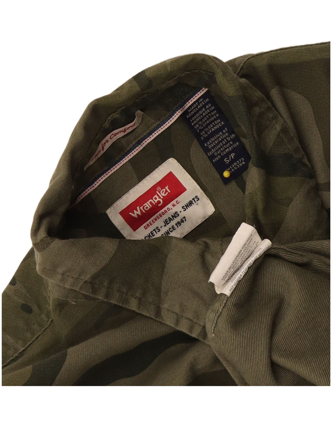 Cămașă pentru bărbați Wrangler, bumbac, camuflat, kaki