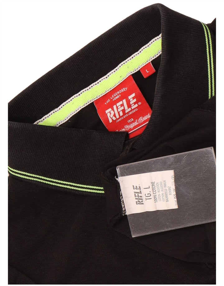 Tricou polo pentru bărbați Rifle, bumbac negru mare
