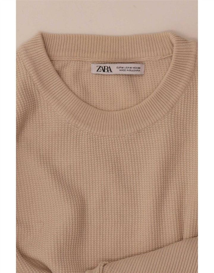 Pulover pentru bărbați Zara, cu decolteu, mediu, bej