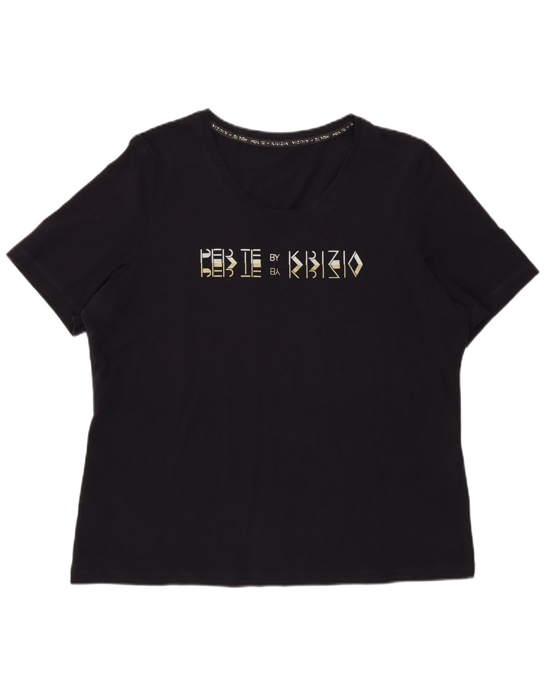 Perte by Krizia Tricou cu grafic obișnuit pentru femei Top UK 12 Medium Bleumarin