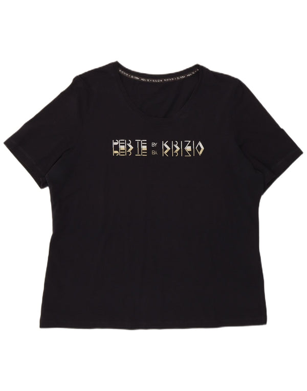 Perte by Krizia Tricou cu grafic obișnuit pentru femei Top UK 12 Medium Bleumarin