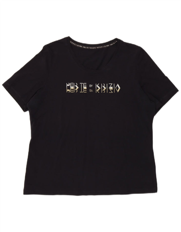 Perte by Krizia Tricou cu grafic obișnuit pentru femei Top UK 12 Medium Bleumarin