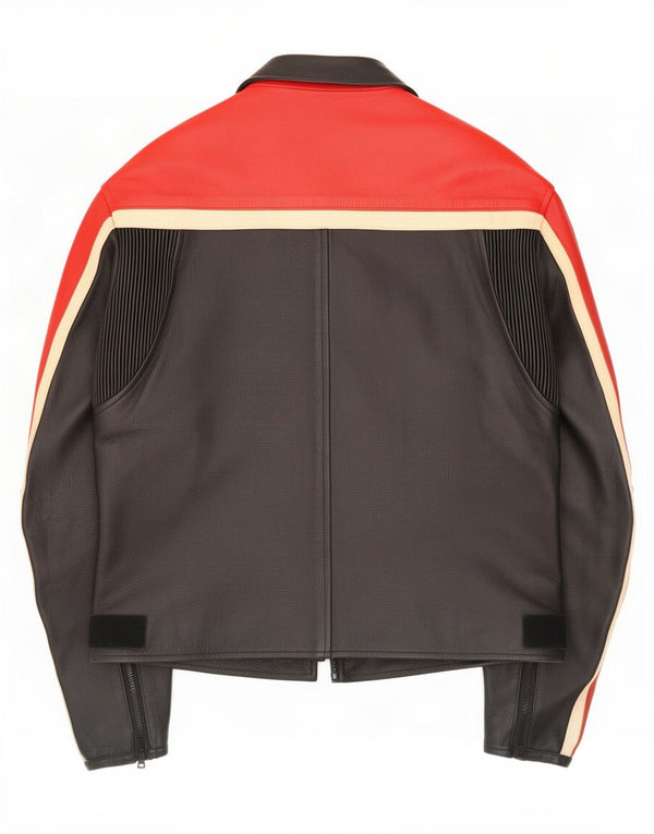Jachetă de curse din piele vintage pentru bărbați pentru motorstyle UK 40, mare, negru, color block