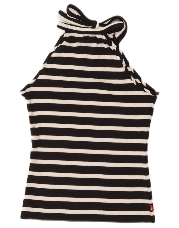 Levi's Crop Halter Top pentru femei UK 8 mic, bumbac cu dungi negre