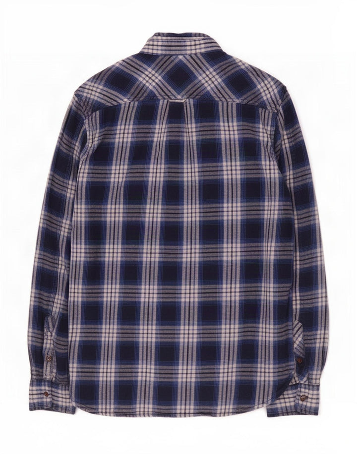 Cămașă de flanel cu carouri pentru bărbați Superdry, cu caroserie medie, albastru bleumarin