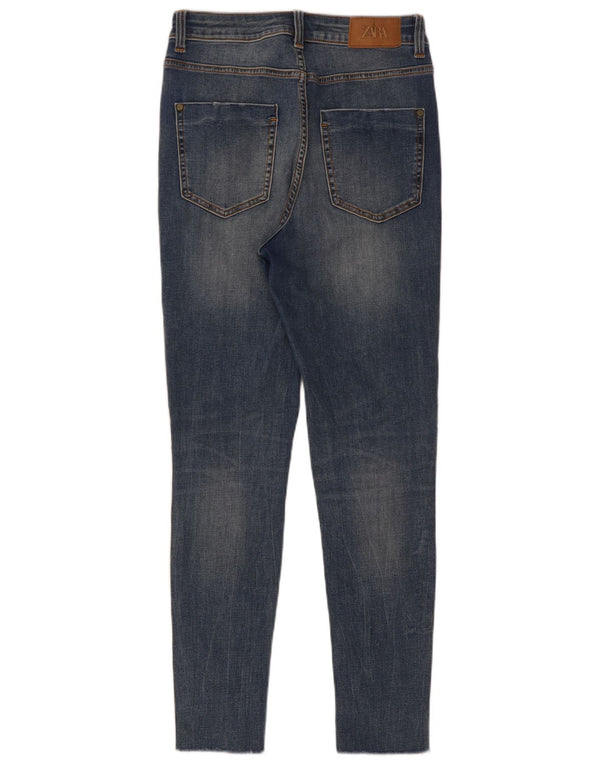 Blugi skinny distressed pentru femei Zara EU 36 XS W26 L28 Bumbac albastru