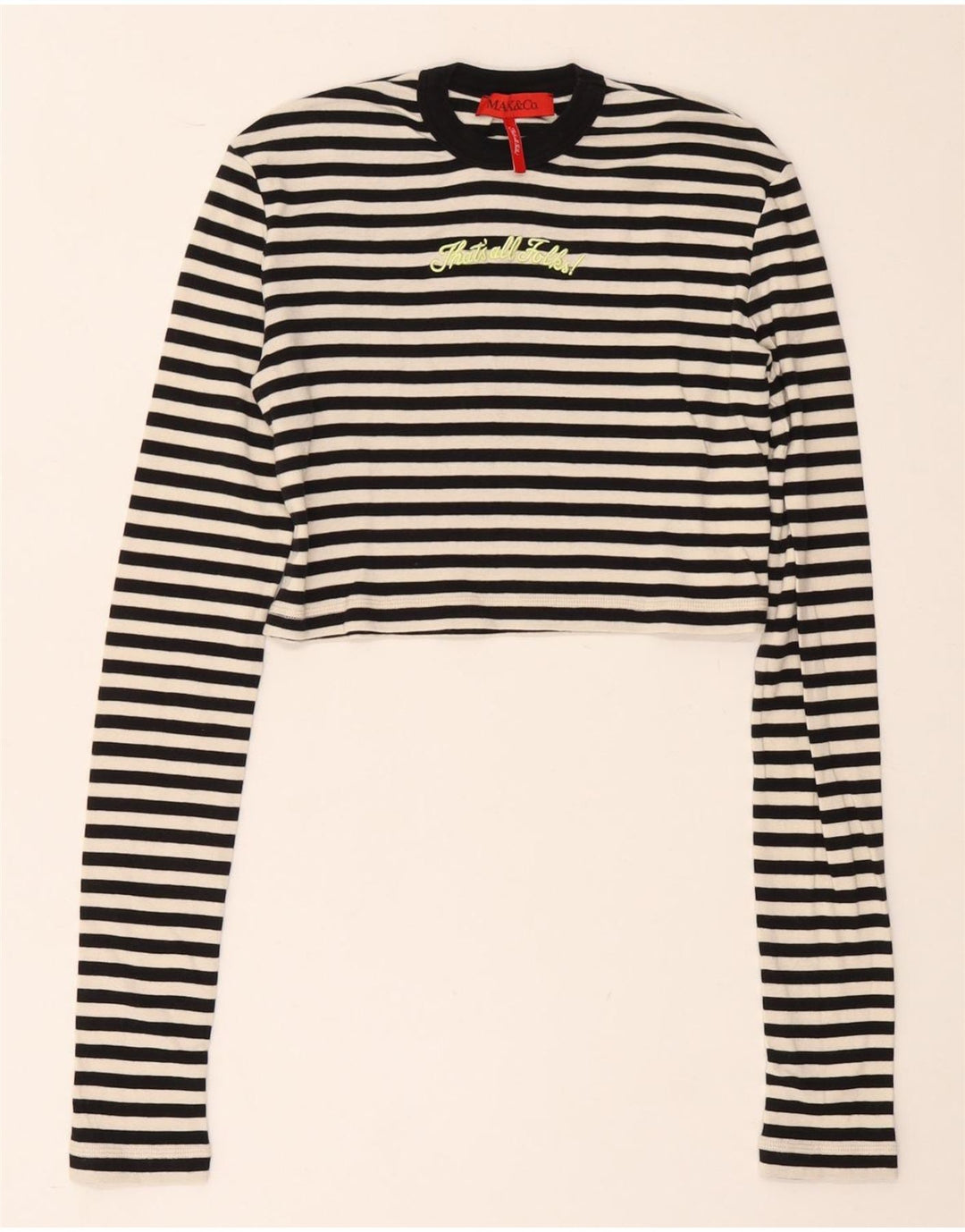 Max & Co. Top cu grafic crop pentru femei cu mânecă lungă UK 12 Medium Black Dunge