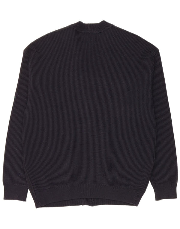 Pulover cardigan pentru bărbați Navigare XL Lână virgină geometrică bleumarin