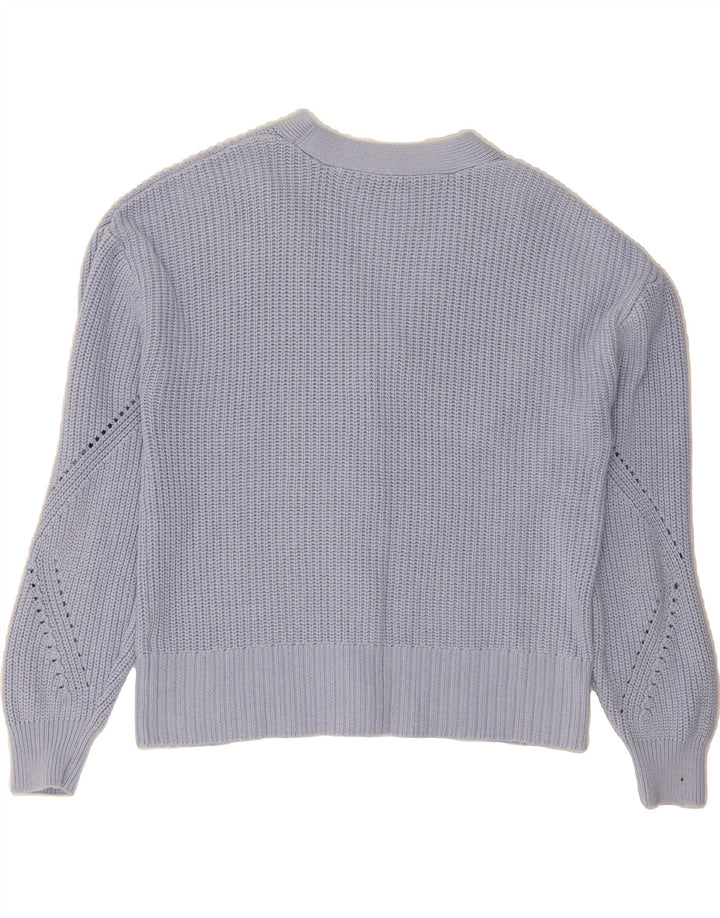 MARKS & SPENCER Womens Cardigan Sweater UK 16 Large Blue Cotton Vintage Marks & Spencer and Second-Hand Marks & Spencer from Messina Hembry 