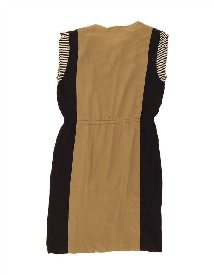 VINTAGE Womens Sleeveless Basic Dress UK 16 Large Beige Colourblock Vintage Vintage and Second-Hand Vintage from Messina Hembry 