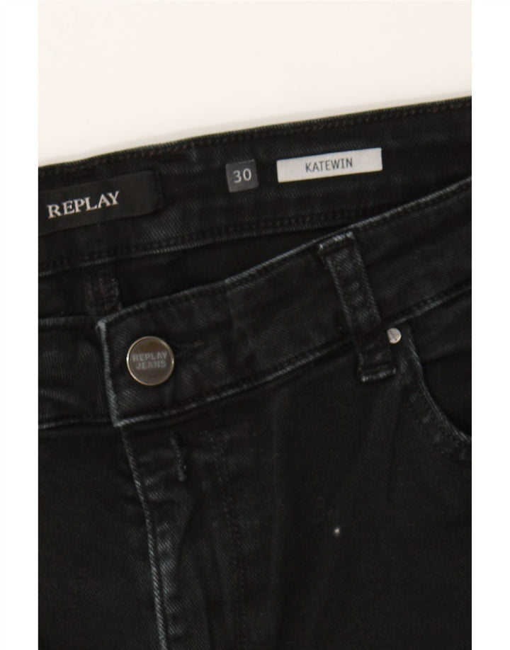 REPLAY Womens Katewin Slim Jeans W30 L30 Black Cotton Vintage Replay and Second-Hand Replay from Messina Hembry 