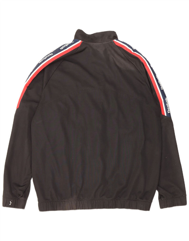 Jachetă de top pentru trening grafic Reebok pentru bărbați, mare, negru, bumbac color bloc
