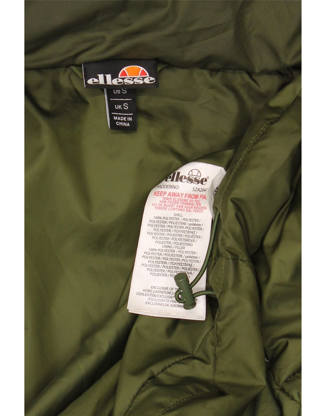 Jachetă căptușită cu glugă pentru bărbați ELLESSE UK 36 Poliester verde mic