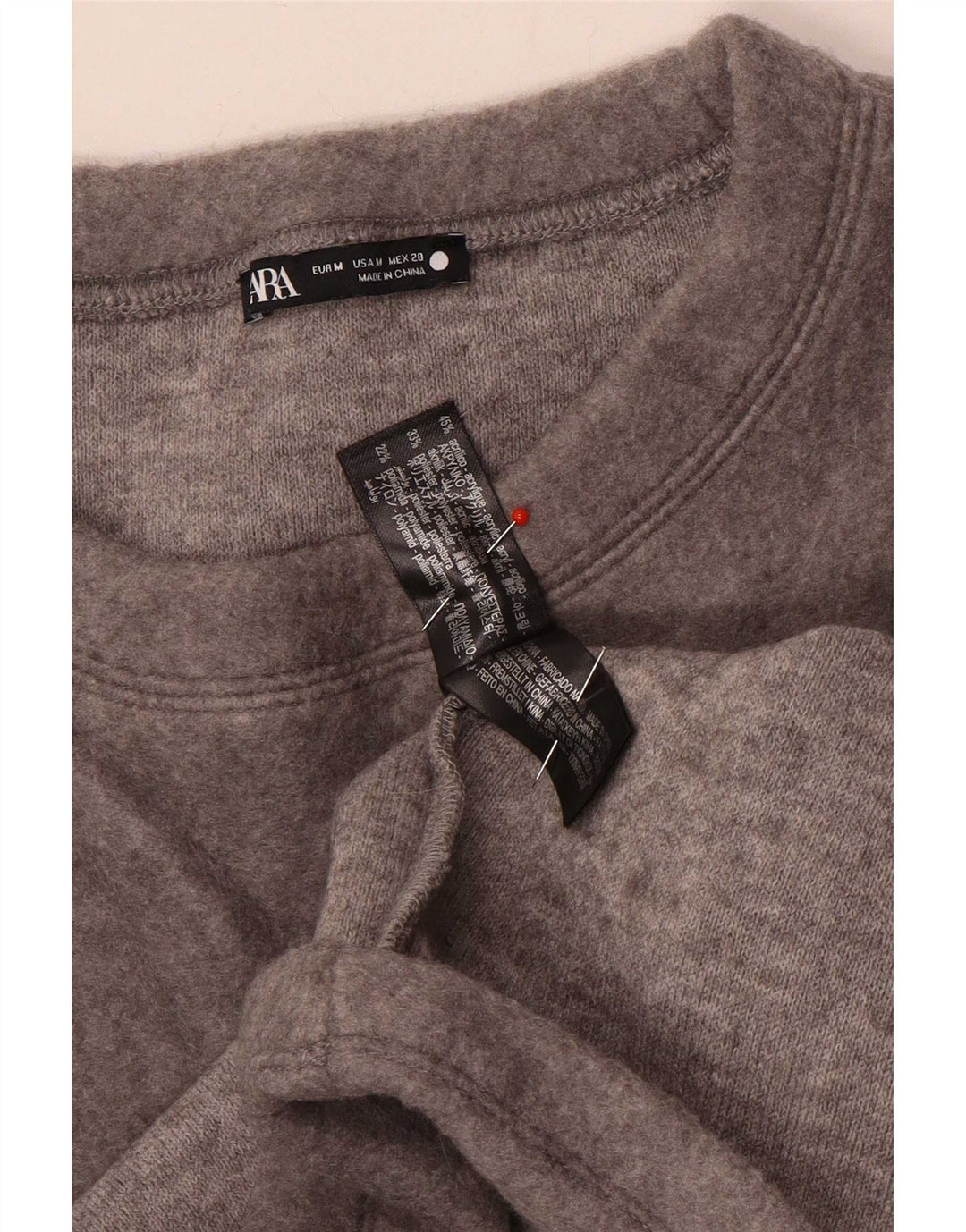 Tricou pentru femei Zara UK 14 Medium Gri Acrilic