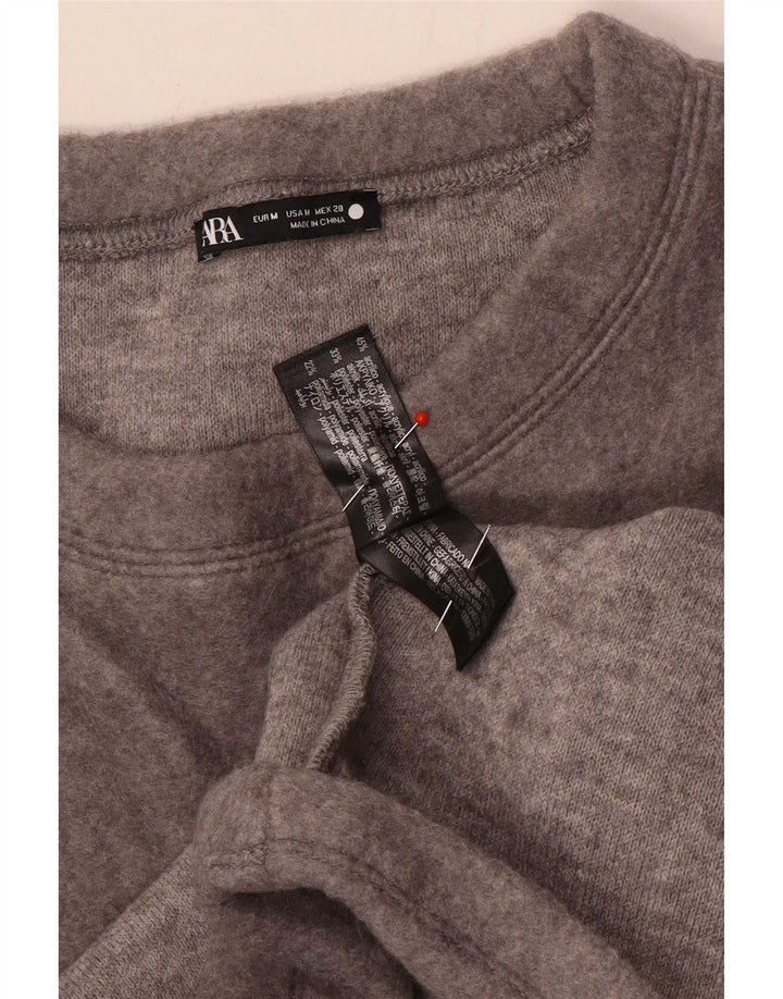 Tricou pentru femei Zara UK 14 Medium Gri Acrilic