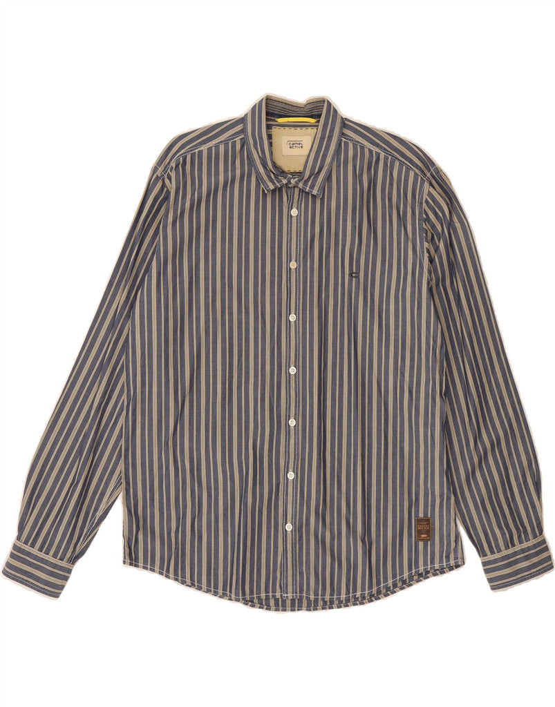 CAMEL Mens Shirt Large Blue Striped Cotton Vintage Camel and Second-Hand Camel from Messina Hembry 