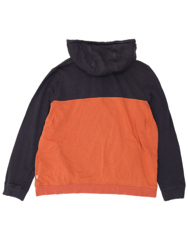 Saltrock Mens Zip Neck Hoodie Jumper XL Orange Colourblock Cotton