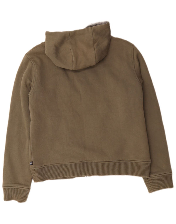 Animal pentru femei Sherpa Graphic Zip Hoodie Pulover UK 16 mare Kaki Bumbac