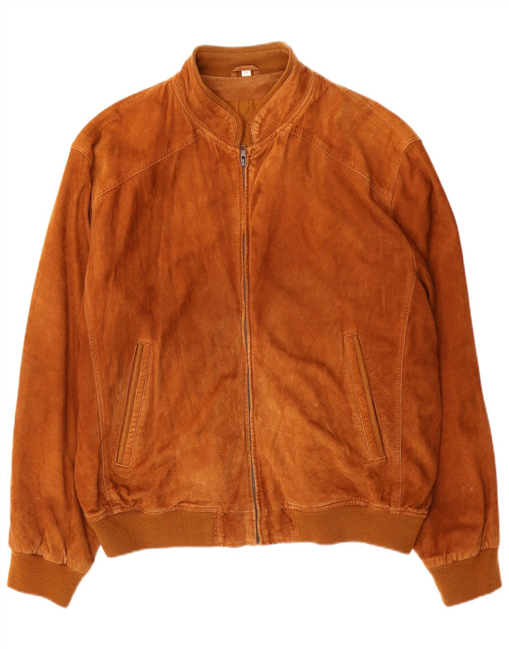 Bomber VINTAGE pentru bărbați din piele intoarsa IT 54 2XL din piele bej