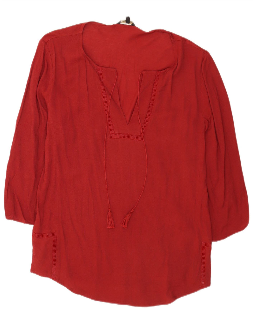 Top cu tunică cu mâneci 3/4 pentru femei Massimo Dutti, UK 14, viscoză medie burgundă