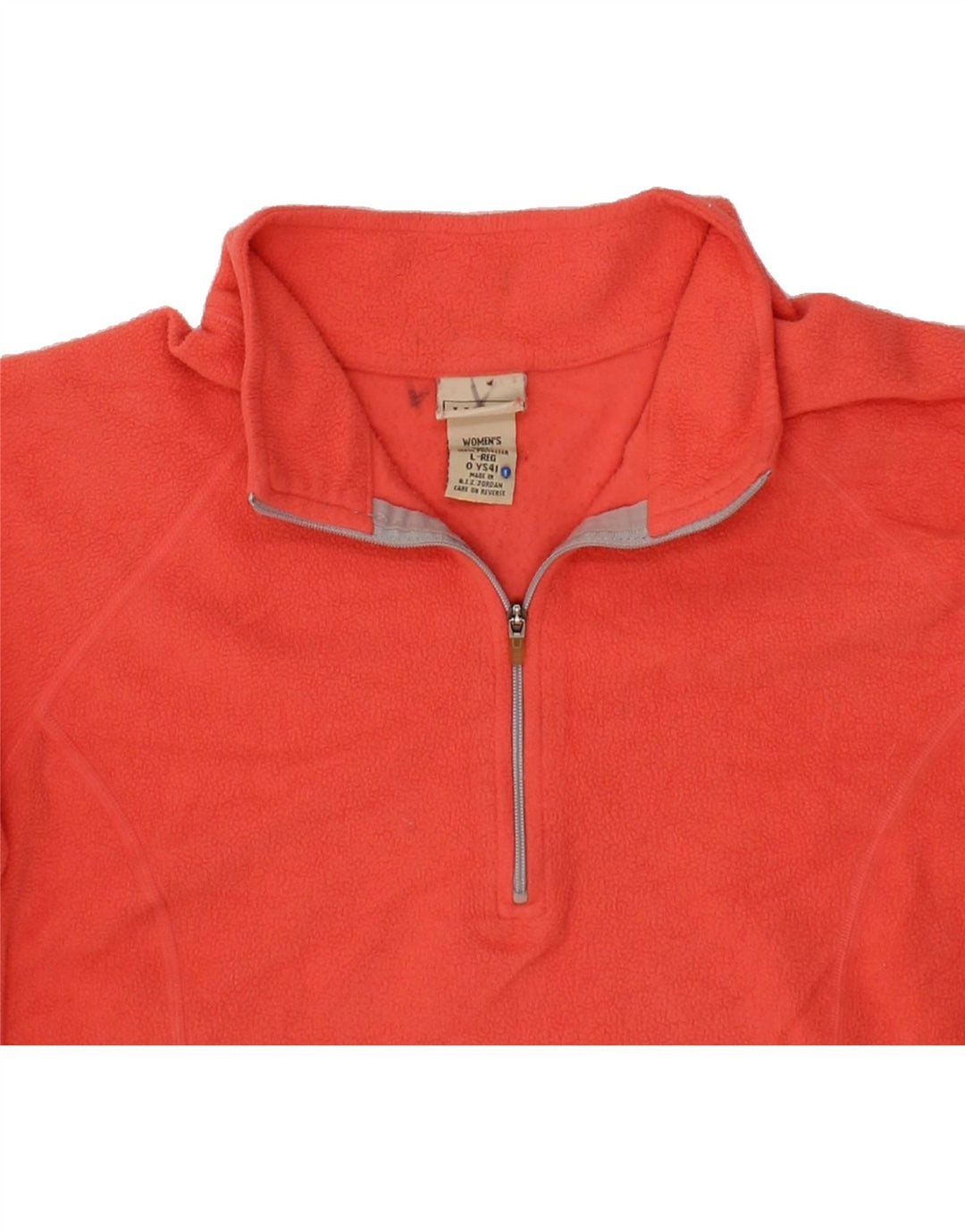 L.L.BEAN Womens Zip Neck Fleece Jumper UK 16 Large Orange Polyester Vintage L.L.Bean and Second-Hand L.L.Bean from Messina Hembry 