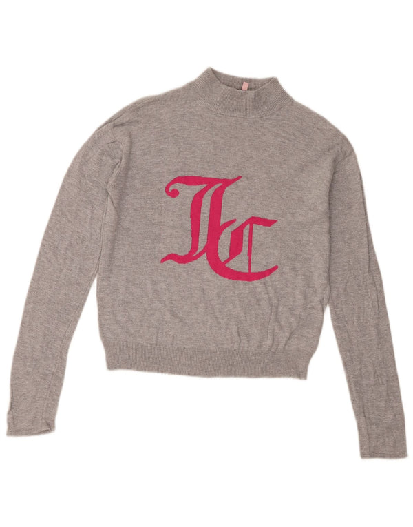 Juicy Couture Pulover cu gât țestoasă cu grafică pentru femei UK 10 Small Gri
