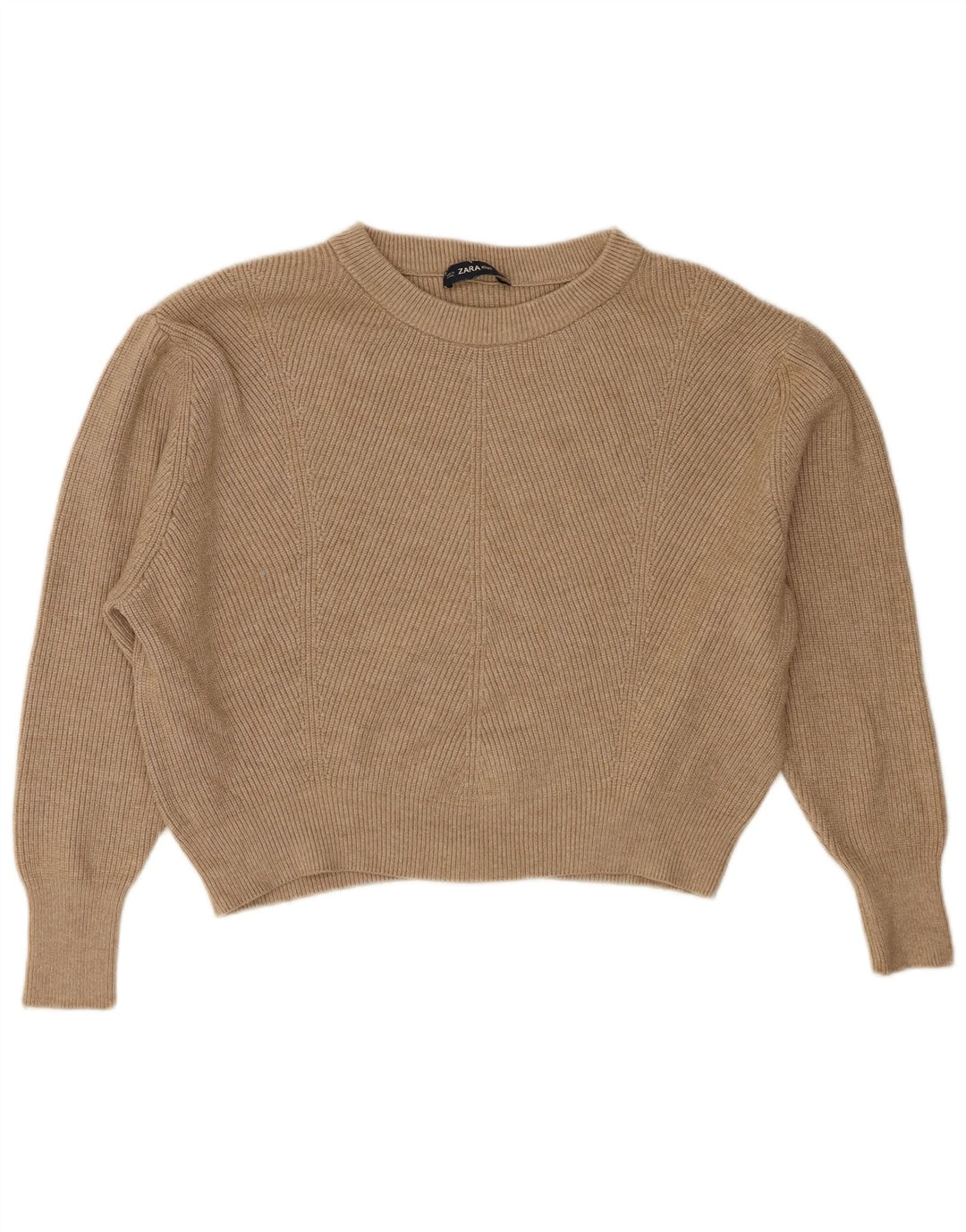 Pulover de damă Zara Crop oversize cu gât de barcă UK 14 Maro Mediu