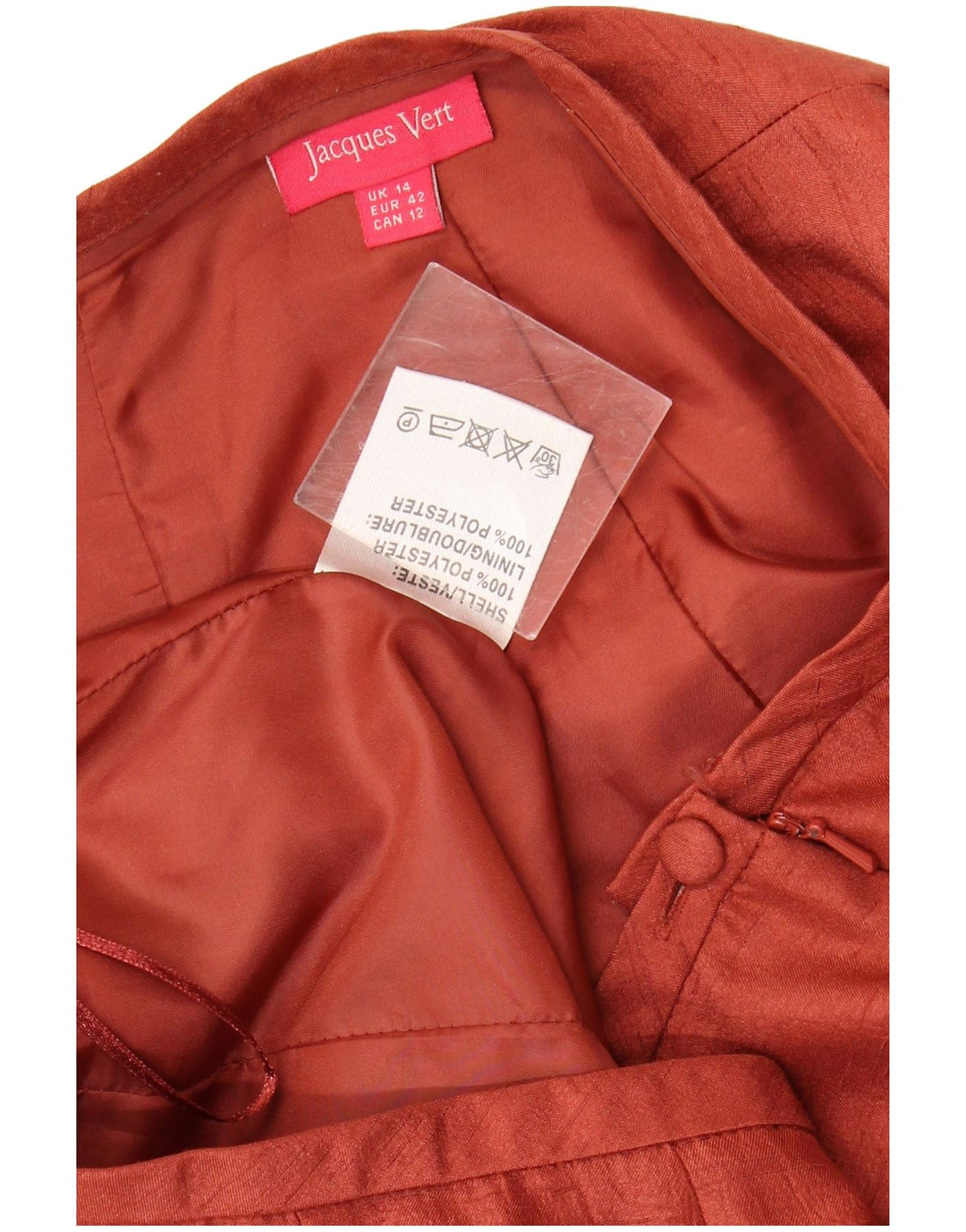 JACQUES VERT Womens Midi Skirt UK 14 Large W32 Brown Polyester