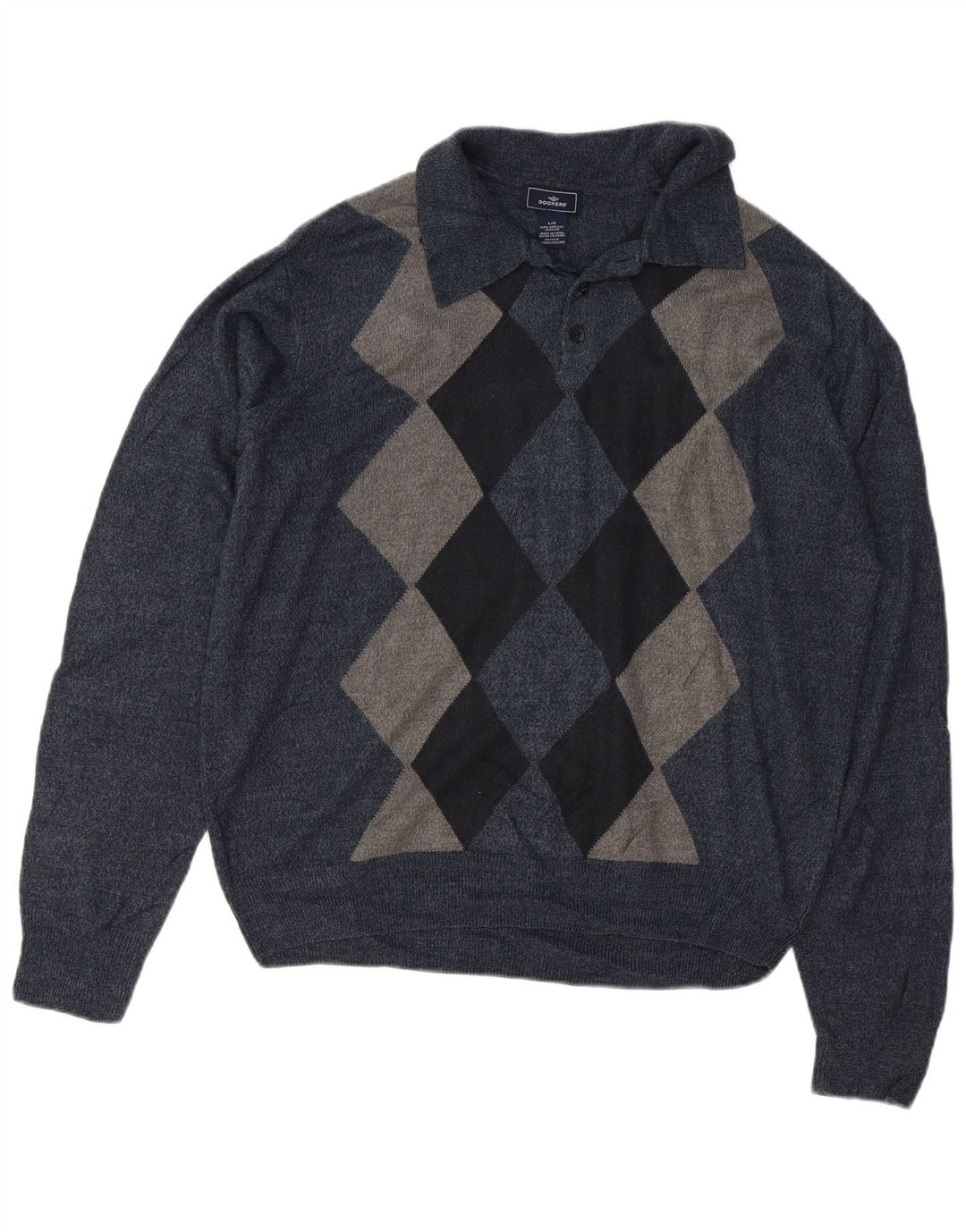 DOCKERS Pulover cu gât polo pentru bărbați, mare, albastru marin Argyle/Diamond