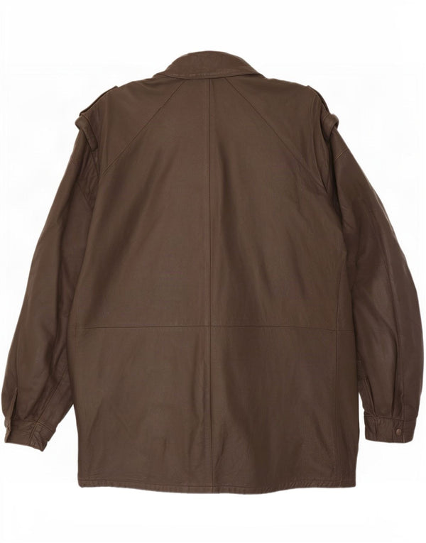 Jachetă militară din piele vintage pentru bărbați IT 54 2XL maro