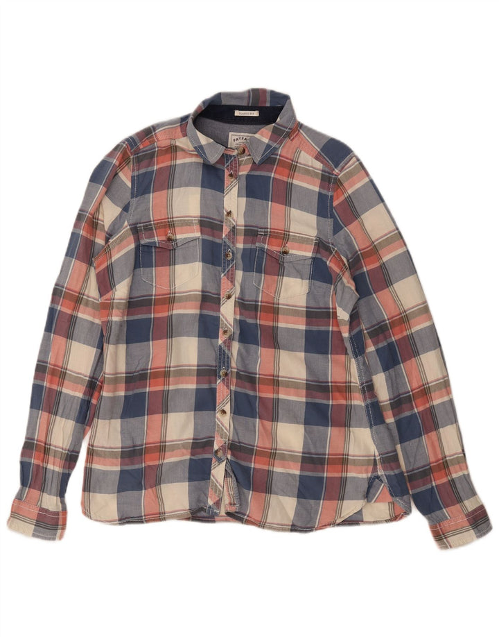 Cămașă de flanel pentru femei Fat Face, cu ajustare clasică, UK 12 Medium, bleumarin, carouri