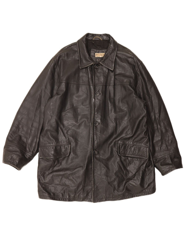 Jachetă de piele vintage pentru bărbați UK 44 2XL Negru
