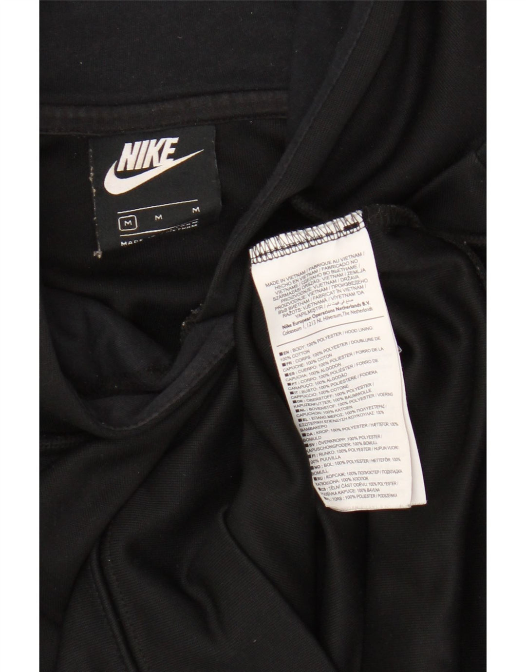 Pulover cu glugă supradimensionat cu grafic Nike pentru femei UK 14 Poliester mediu negru