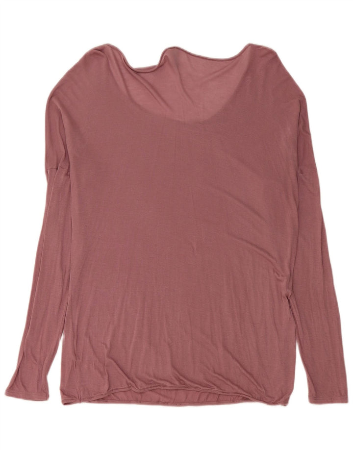 BENETTON Top supradimensionat pentru femei cu mânecă lungă UK 14 Roz mediu Modal