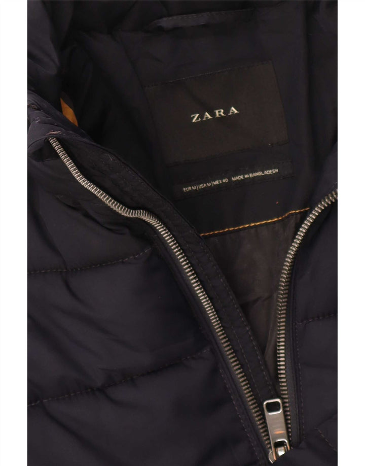 Jachetă căptușită cu glugă pentru bărbați Zara UK 38 Medium Bleumarin
