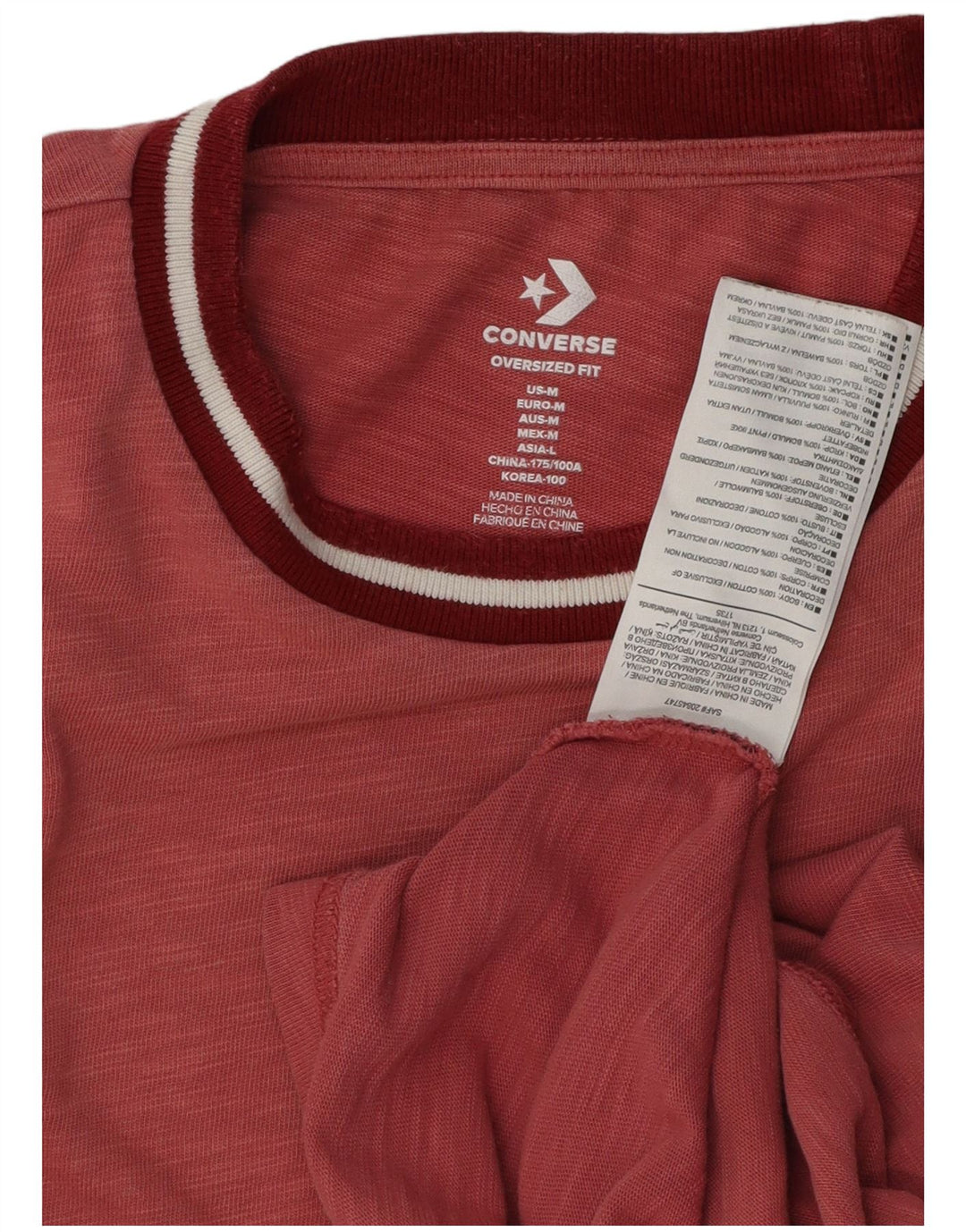 Tricou grafic supradimensionat Converse pentru bărbați Top mediu burgundy bumbac cu pete
