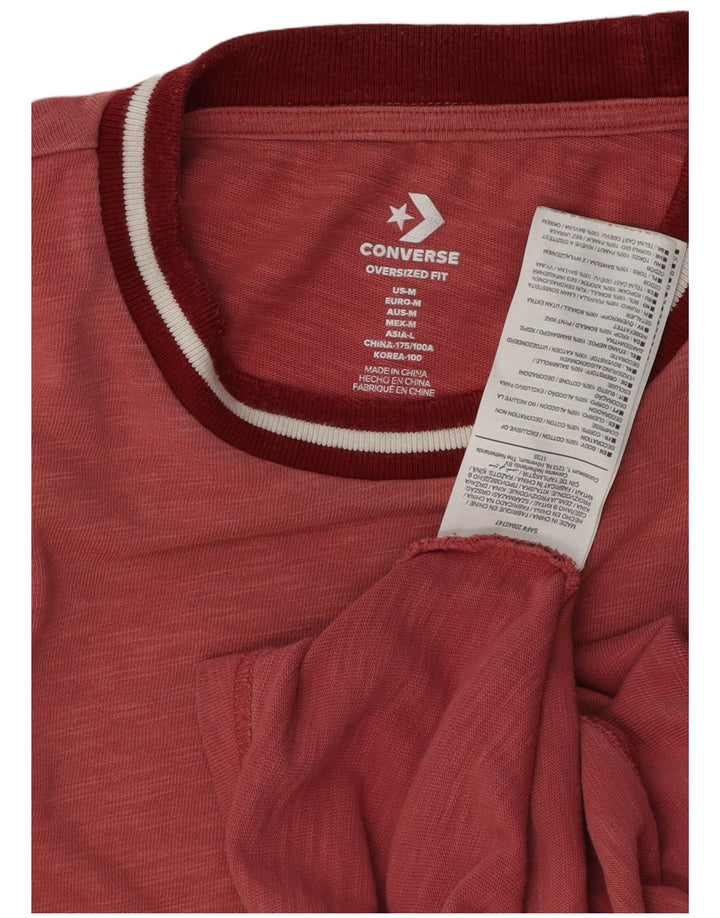 Tricou grafic supradimensionat Converse pentru bărbați Top mediu burgundy bumbac cu pete