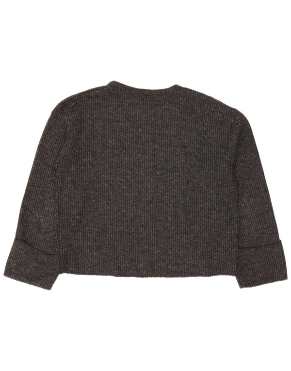 Pulover de damă Zara Crop oversize cu gât de barcă UK 10 Mic Negru