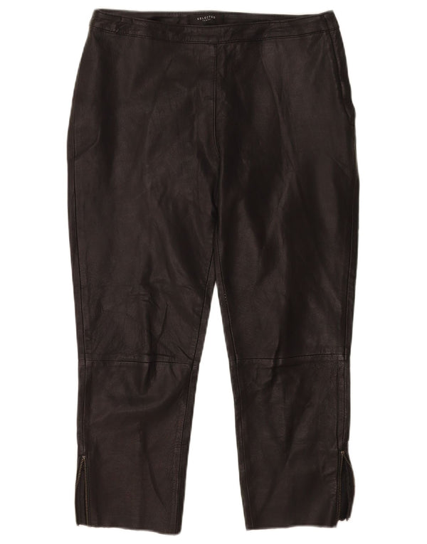 Selected Pantaloni Capri din piele artificială pentru femei EU 38 Medium W29 L22 Negru