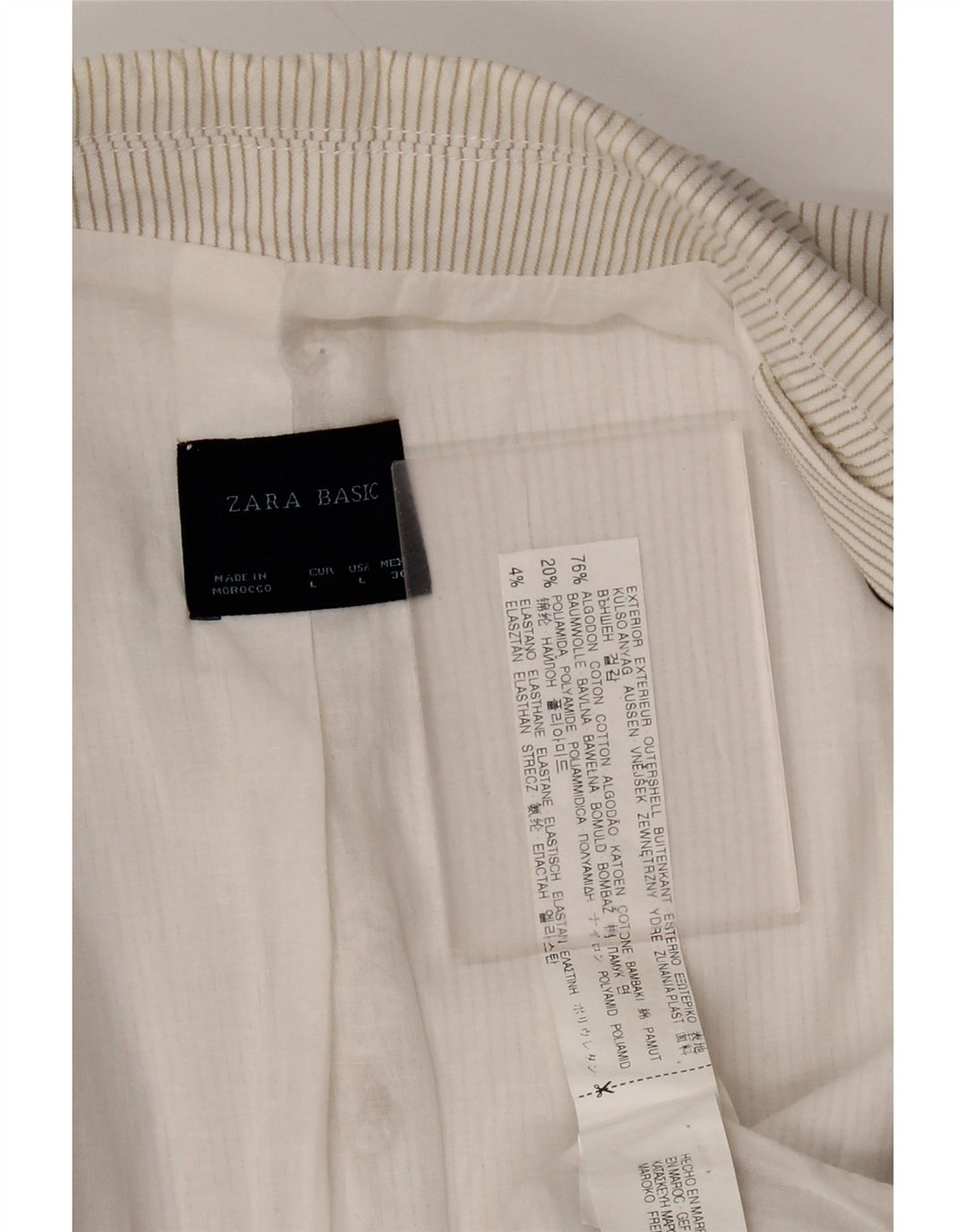 Blazer pentru femei Zara cu 1 nasture UK 14 mare bumbac alb cu dungi