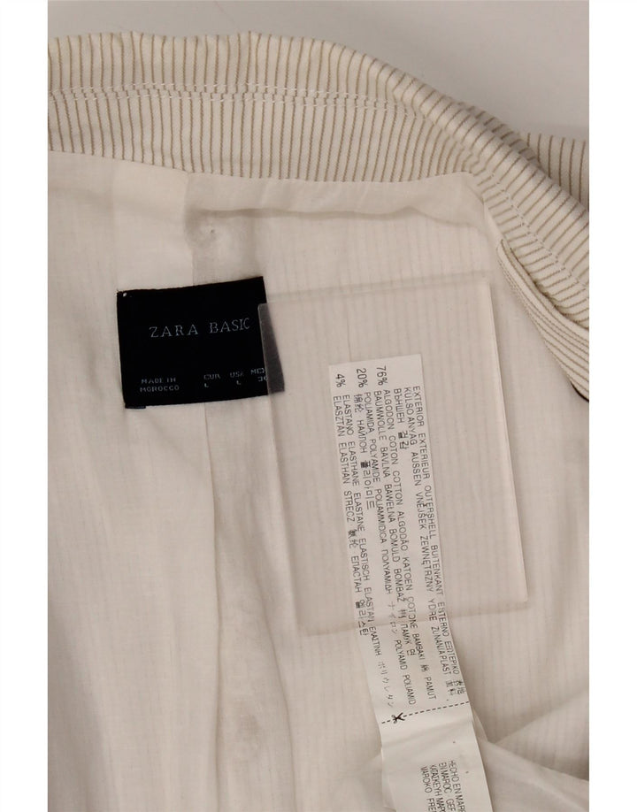 Blazer pentru femei Zara cu 1 nasture UK 14 mare bumbac alb cu dungi