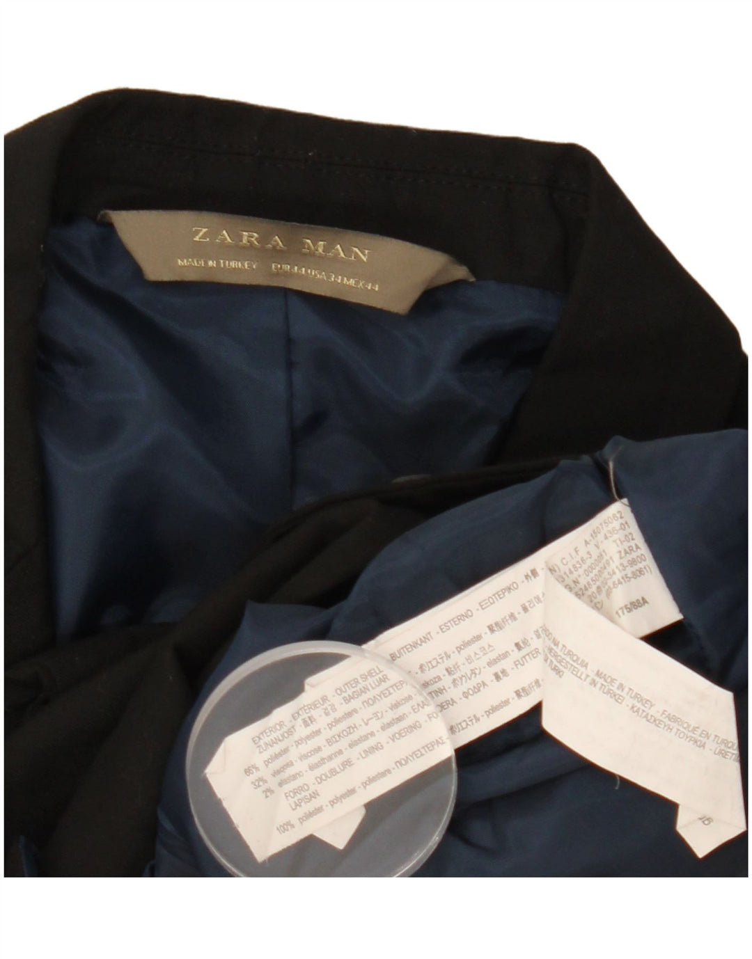Blazer pentru bărbați Zara cu 2 nasturi EU 44 XS Poliester negru