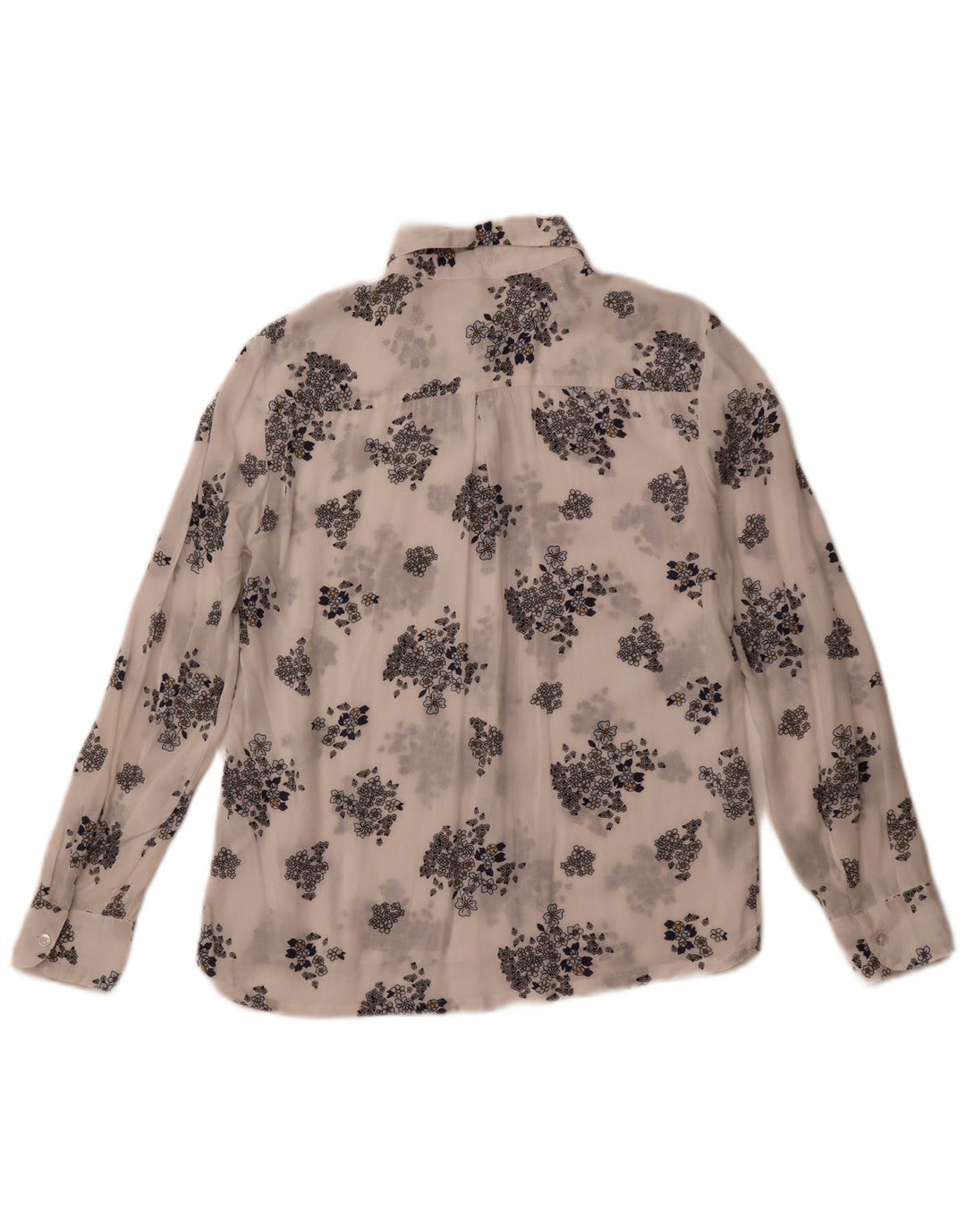 BENETTON Cămașă Transparentă pentru Damă UK 6 XS Alb Floral Modal