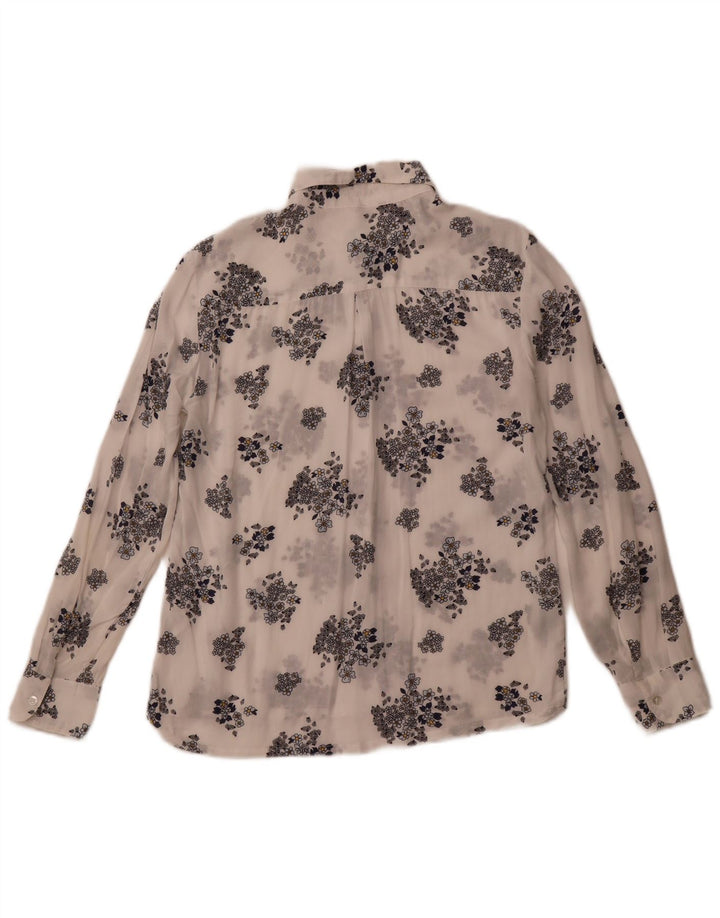 BENETTON Cămașă Transparentă pentru Damă UK 6 XS Alb Floral Modal