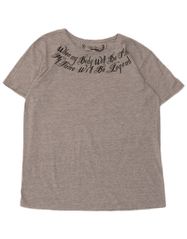 Tricou cu grafic vintage pentru femei Top UK 14 Medium Gri Pete Poliester