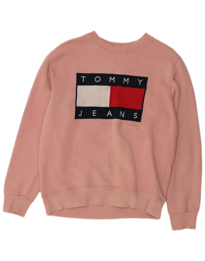 TOMMY HILFIGER Pulover cu grafic pentru damă, UK 14, bumbac roz mediu