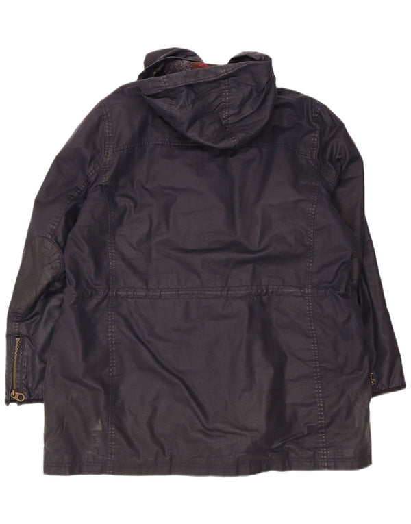 Joules Womens Hooded Waxed Cotton Jacket UK 20 2XL Navy Blue