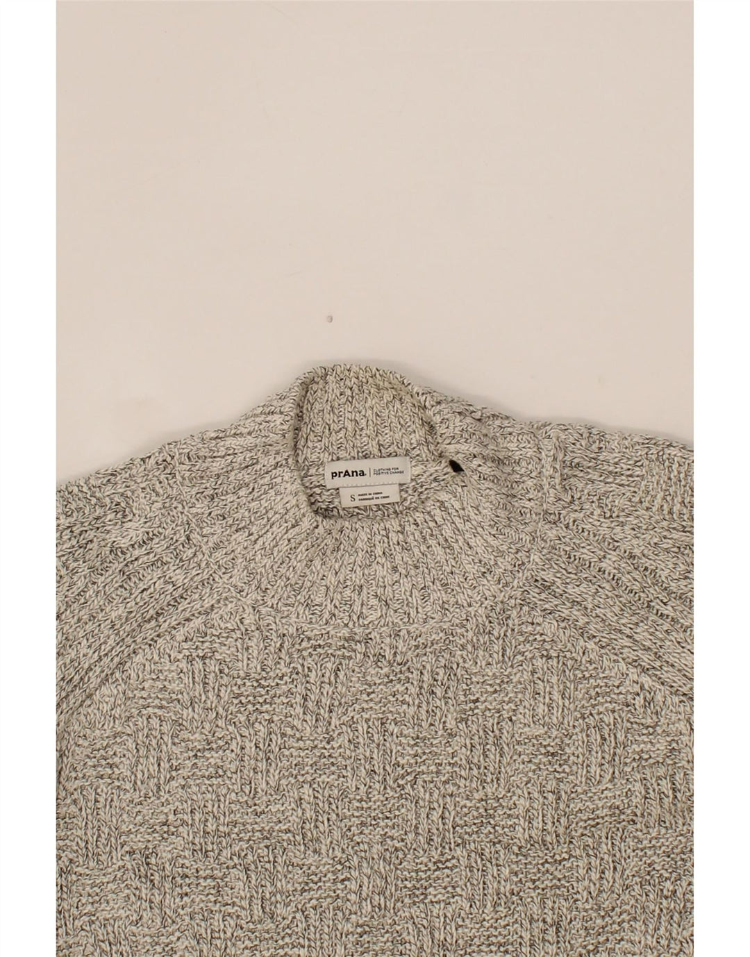 PRANA Womens Oversized Turtle Neck Jumper Sweater UK 10 Small Grey Flecked Vintage Prana and Second-Hand Prana from Messina Hembry 