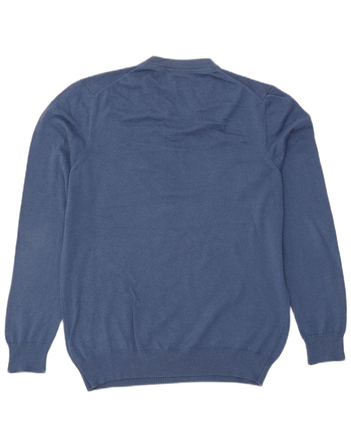 Pulover cu decolteu în V Lyle & Scott pentru bărbați, bumbac albastru mediu